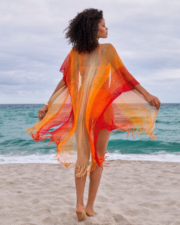 Metallic Fringe Coverup Gold/Orange