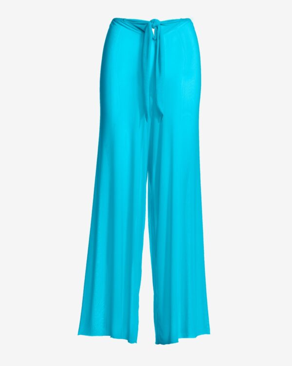 Mesh Tie Waist Coverup Pant Turquoise - Image 2