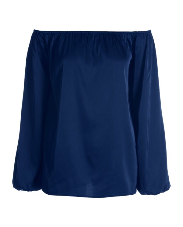 Anna Off The Shoulder Charmeuse Blouse Navy - Image 2