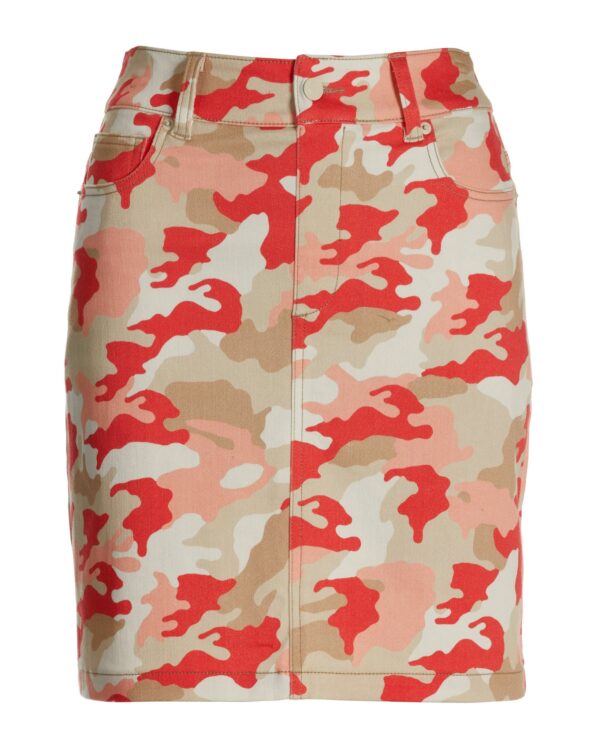 Chic Camo Print Proper Pull On Denim Skort Pink - Image 2