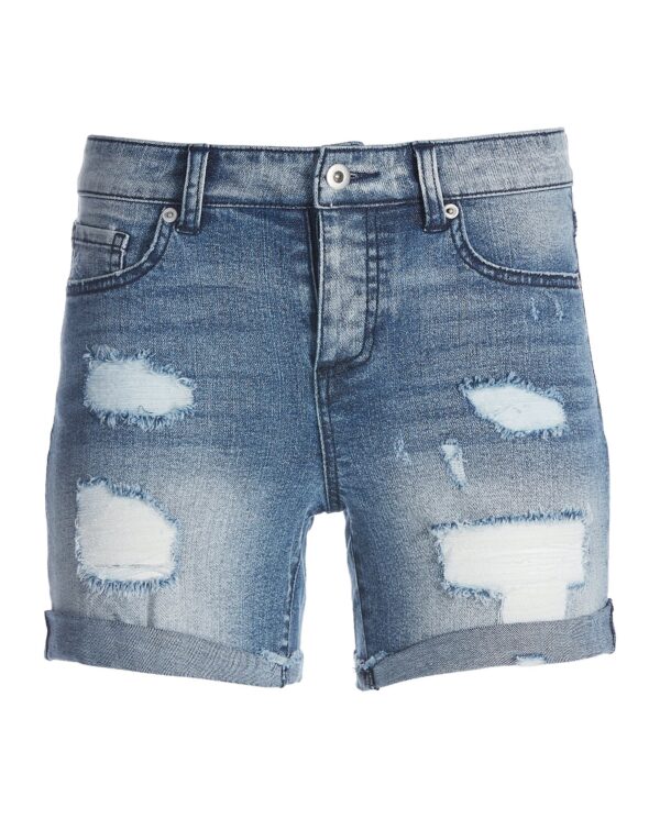 Distressed Rolled Cuff Denim Short Medium Wash - Image 2