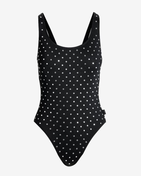 Studded Scoop Neck One Piece Black - Image 2