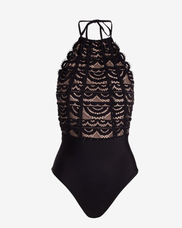 Lace High Neck One Piece Black - Image 2