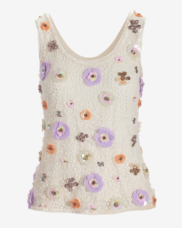 Beaded Scoop Neck Blouse White Multi - Image 2