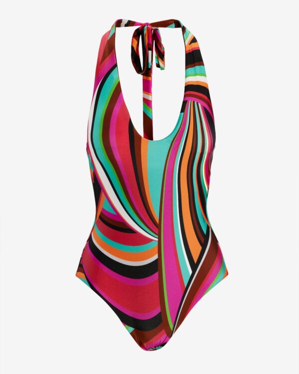 Abstract Halter One Piece Multi - Image 2